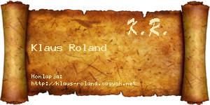 Klaus Roland névjegykártya